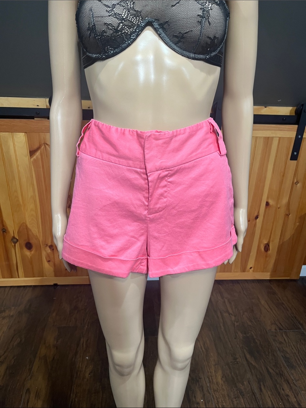 Alice + Olivia Linen Neon Pink High Waist Casual Shorts